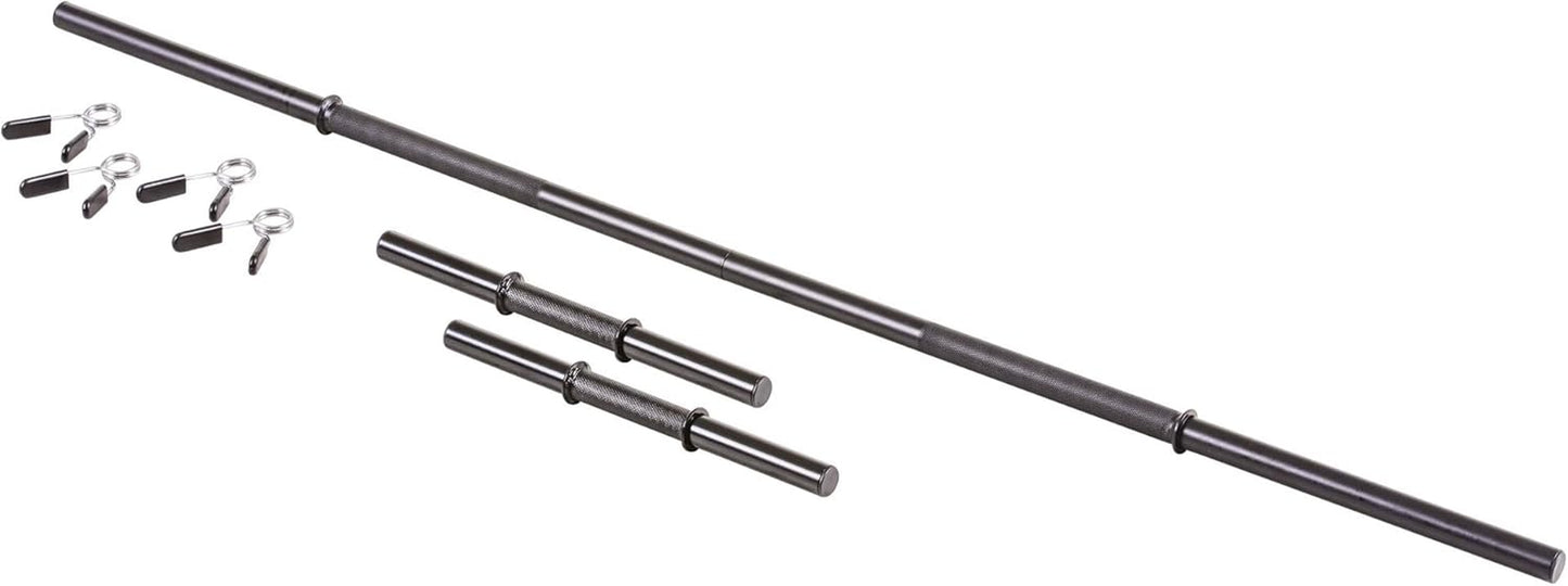 105 Pound Barbell Weight Set for Home Gym| Adjustable Weight Set with Two Dumbbell Bars and Full 6 Ft Bar, Black