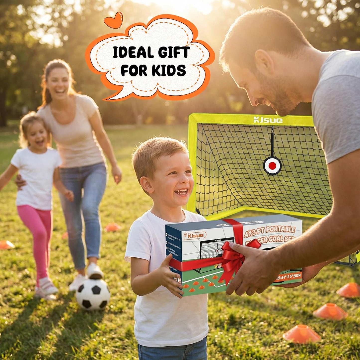 Soccer Goal, Kids Soccer Goals for Backyard Set of 2, 4 X 3Ft Soccer Net Training Equipment, Pop up Toddler Soccer Goal for Outdoor Indoor Sports Games