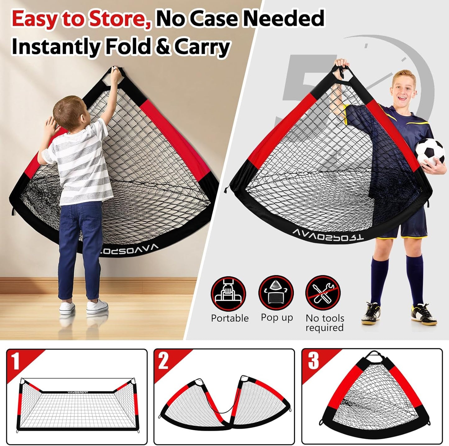 Kids Soccer Goals for Backyard Set, 6×4Ft Portable Soccer Goal & Ball Training Equipment with Cones, Target, Youth Toddler Pop up Soccer Net for Kids 3-12 Sports Play Outdoor Games Gifts