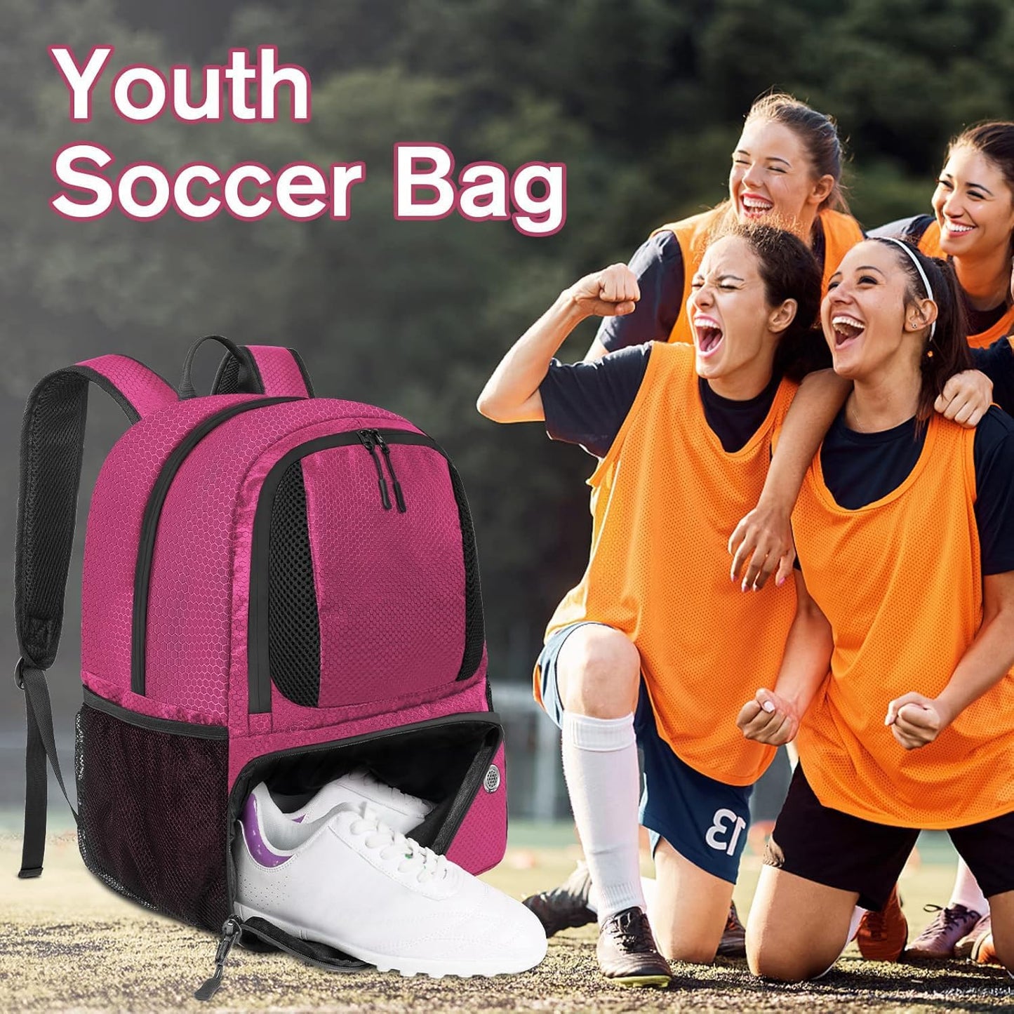 Soccer Backpack,Soccer Bag with Ball Holder, Water Resistant Sport Equipment Bags Fit Basketball Volleyball Football