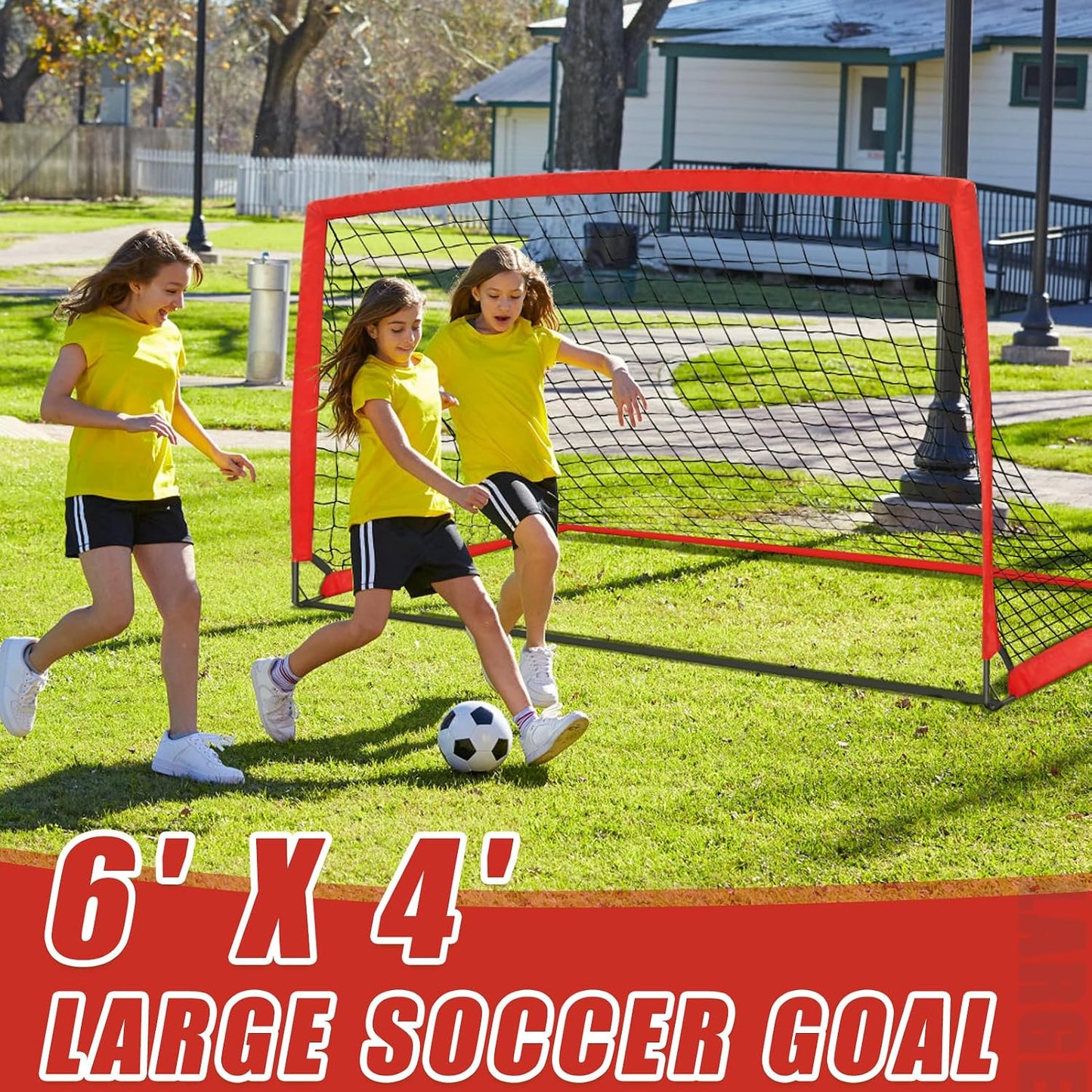 6X4 Ft Soccer Goal for Backyard, Portable Soccer Net, Large Foldable Soccer Goals with Carry Bag for Kids Youth Teens Sports
