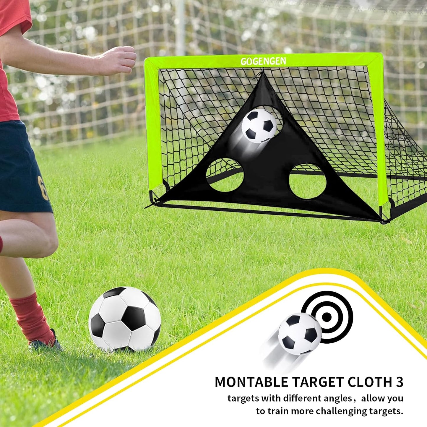 Soccer Goal, 2 of 6X4 Soccer Goals for Backyard with Soccer Net, Soccer Ball, Target, Cones, Soccer Training Equipment for Toddler Kids Youth