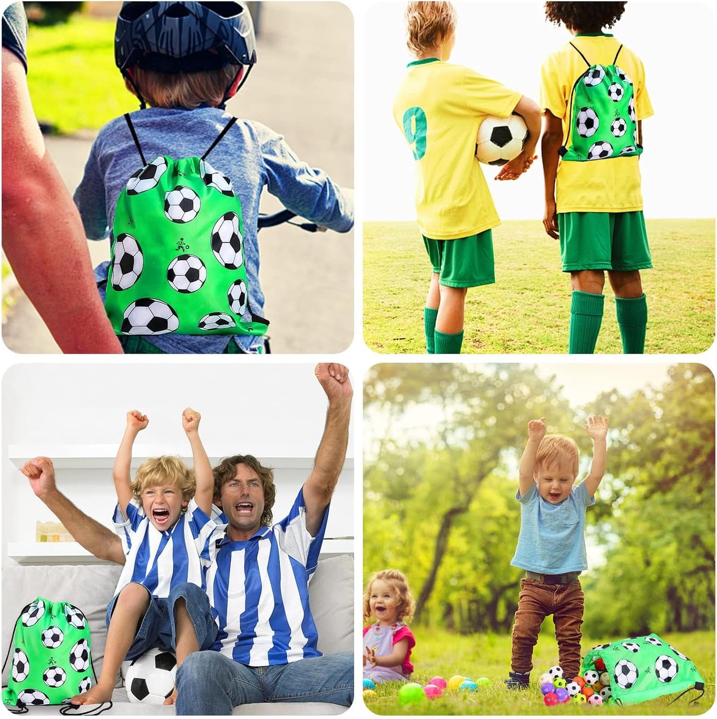 16Pcs Soccer Party Bags,Soccer Drawstring Bags,Portable Soccer Goodie Bags,Soccer Party Favors Snack Bags,Soccer Treat Bags for Kids Gym Sports Travel Class Birthday Soccer Theme Party,12 X 10 Inch