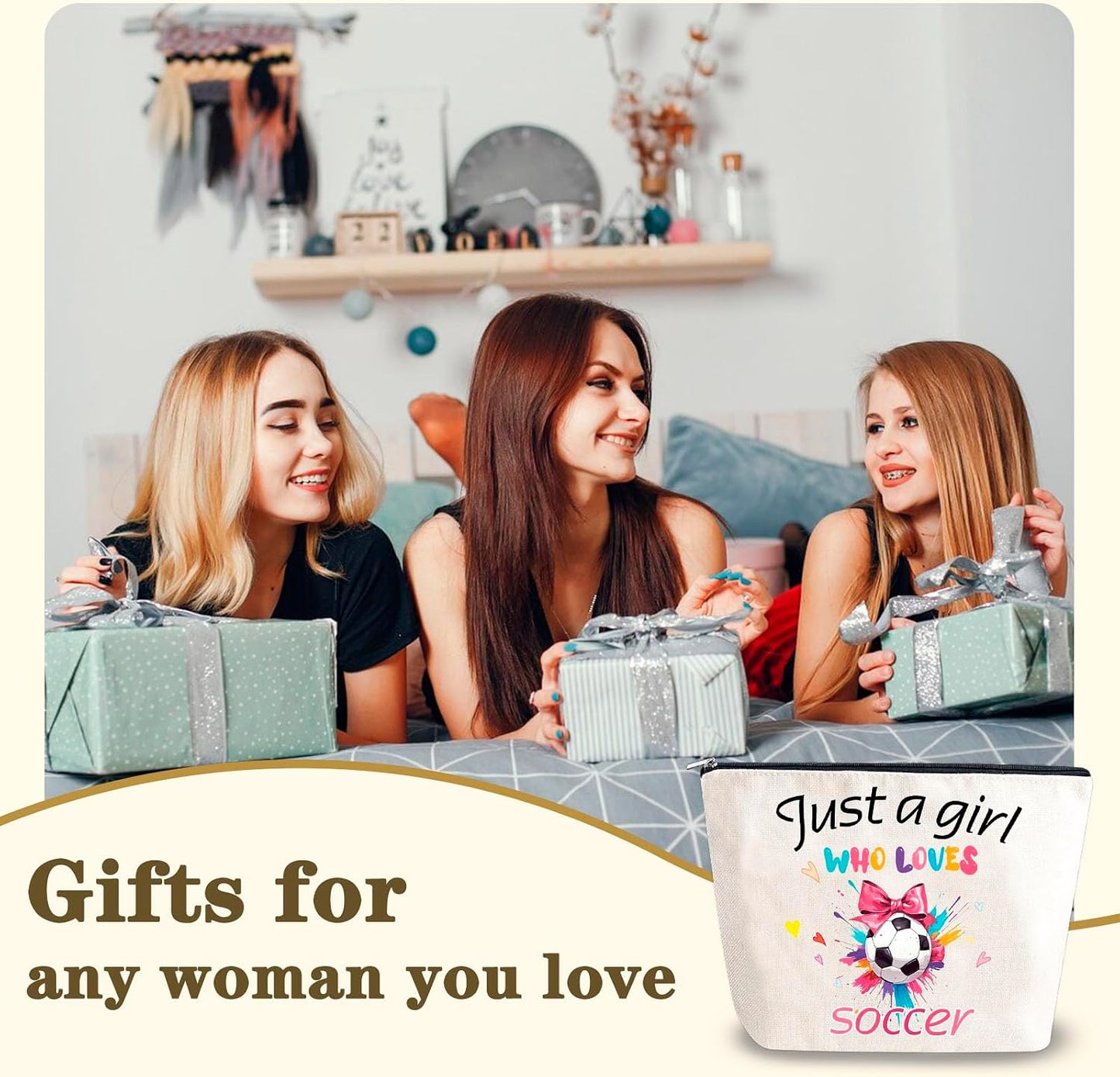 Soccer Gifts for Women Makeup Bag Who Loves Soccer Bags | Gifts for Soccer Lovers Players Coach Team Gifts for Players Fans Christmas Gift for Women Friend Travel Cosmetic Bag