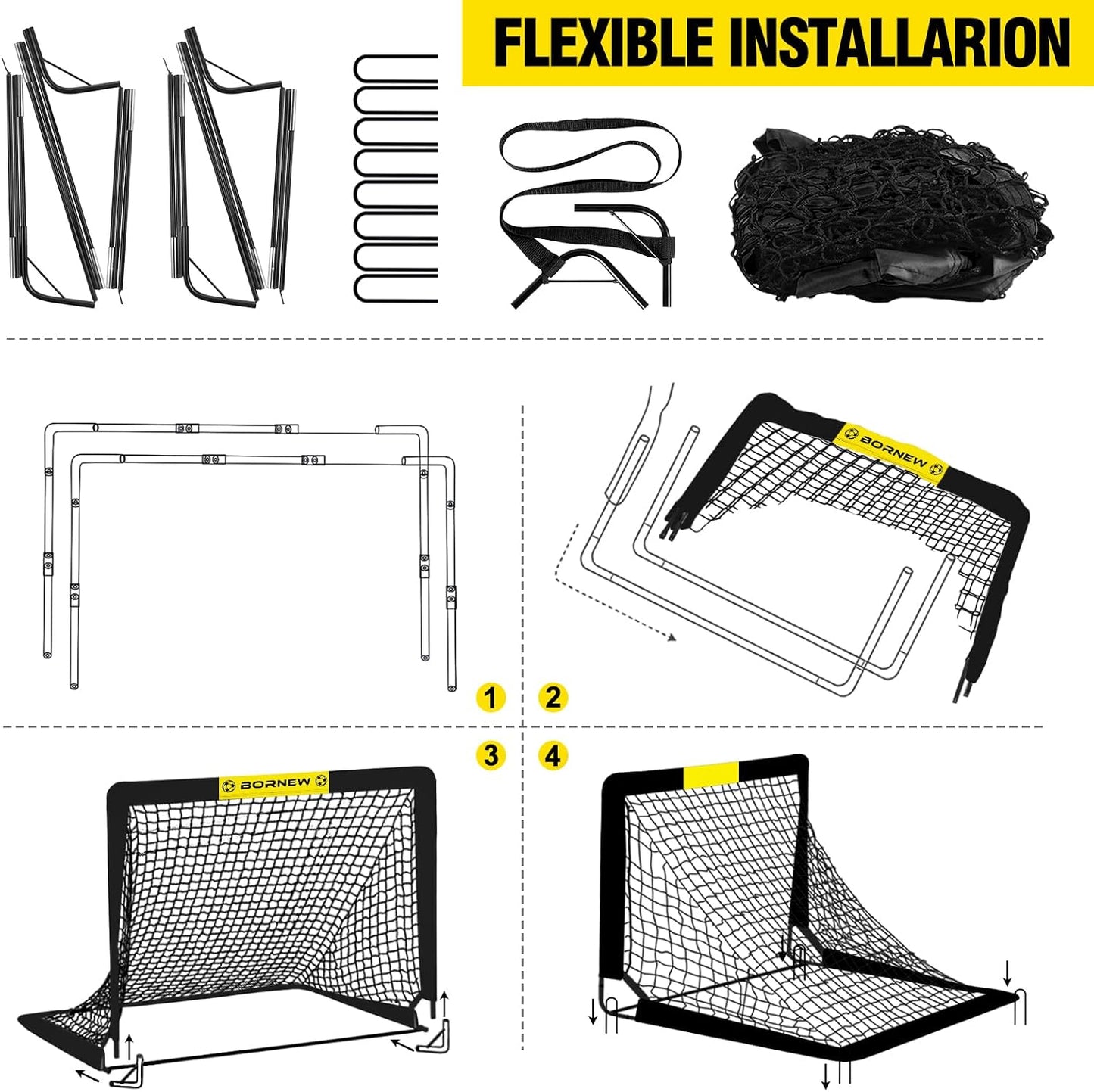 Soccer Goal - Backyard & Indoor Soccer Goals for Kids, 6X4 / 4X3 Ft Portable Pop up Soccer Nets for Youth & Adult, Outdoor Games, Soccer Training Equipment Ages 3-16 Year Gift