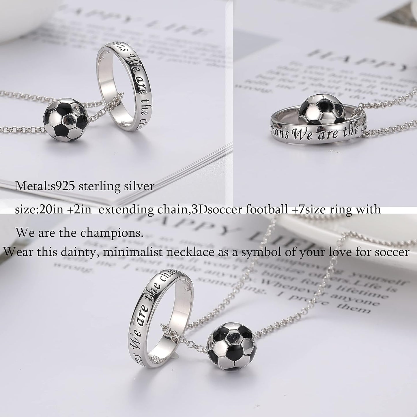 S925 Sterling Silver/18K Gold Soccer Necklace with Cubic Zirconia Cross I Can Do All Things Sports Faith Pendant Jewelry for Women Men Football Lovers Birthday Game Day Gift