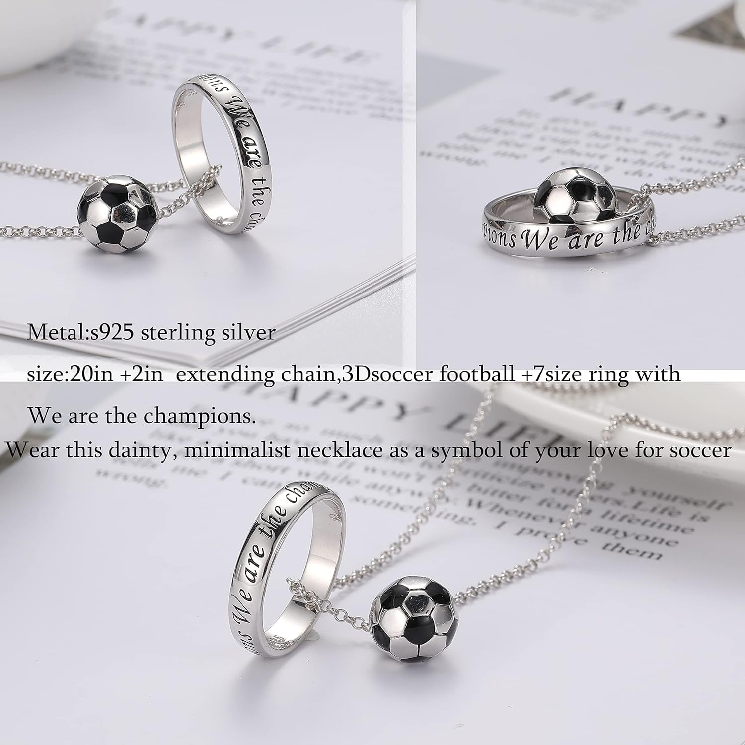 S925 Sterling Silver/18K Gold Soccer Necklace with Cubic Zirconia Cross I Can Do All Things Sports Faith Pendant Jewelry for Women Men Football Lovers Birthday Game Day Gift