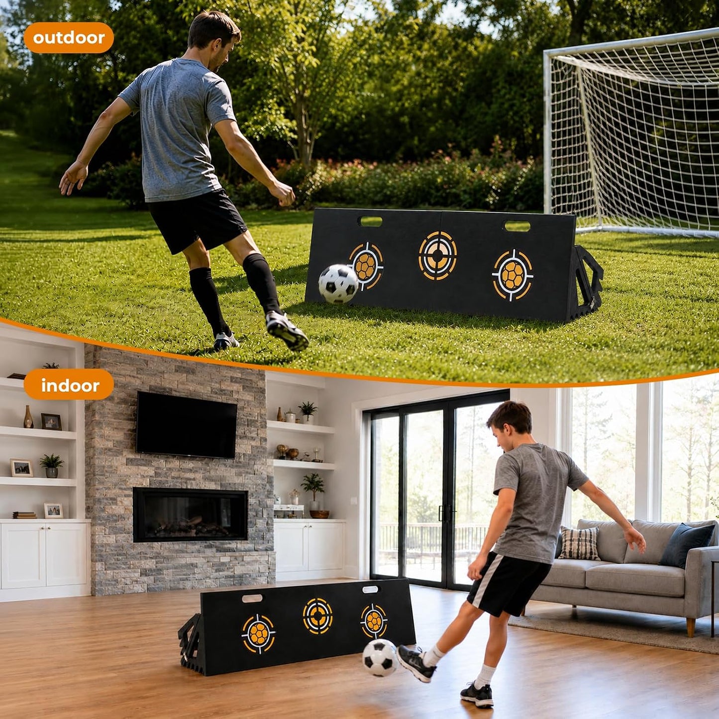 HDPE 3-In-1 Soccer Rebounder Board,Foldable & Portable Soccer Training Rebounder for Indoor Outdoor Training