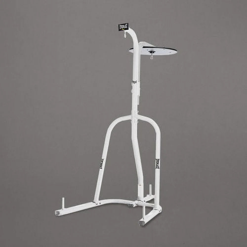 Dual Station Heavy Duty Powder Coated Steel Heavy and Speed Bag Stand, White