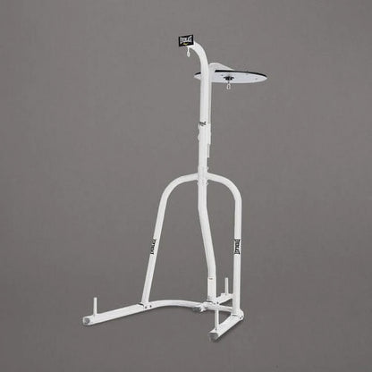 Dual Station Heavy Duty Powder Coated Steel Heavy and Speed Bag Stand, White