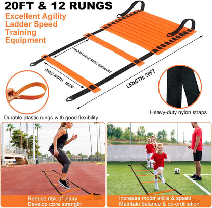 Kids Soccer Goals for Backyard, 2 of 6 X 4 Ft Kids Soccer Goal Set Soccer Net with 10 Soccer Cones, Agility Ladder & Carry Bag, Portable Soccer Training Equipment.