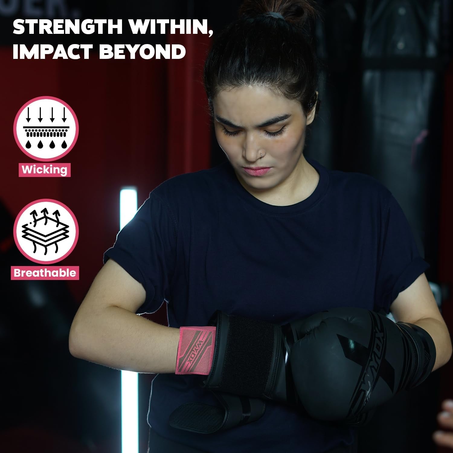 Neoprene Gel Boxing Hand Wraps Inner Gloves for Men & Women – 80Cm/31In Quick Wrist Strap, Padded Knuckle Protection, Fingerless MMA Muay Thai Kickboxing Wraps for Training & Martial Arts