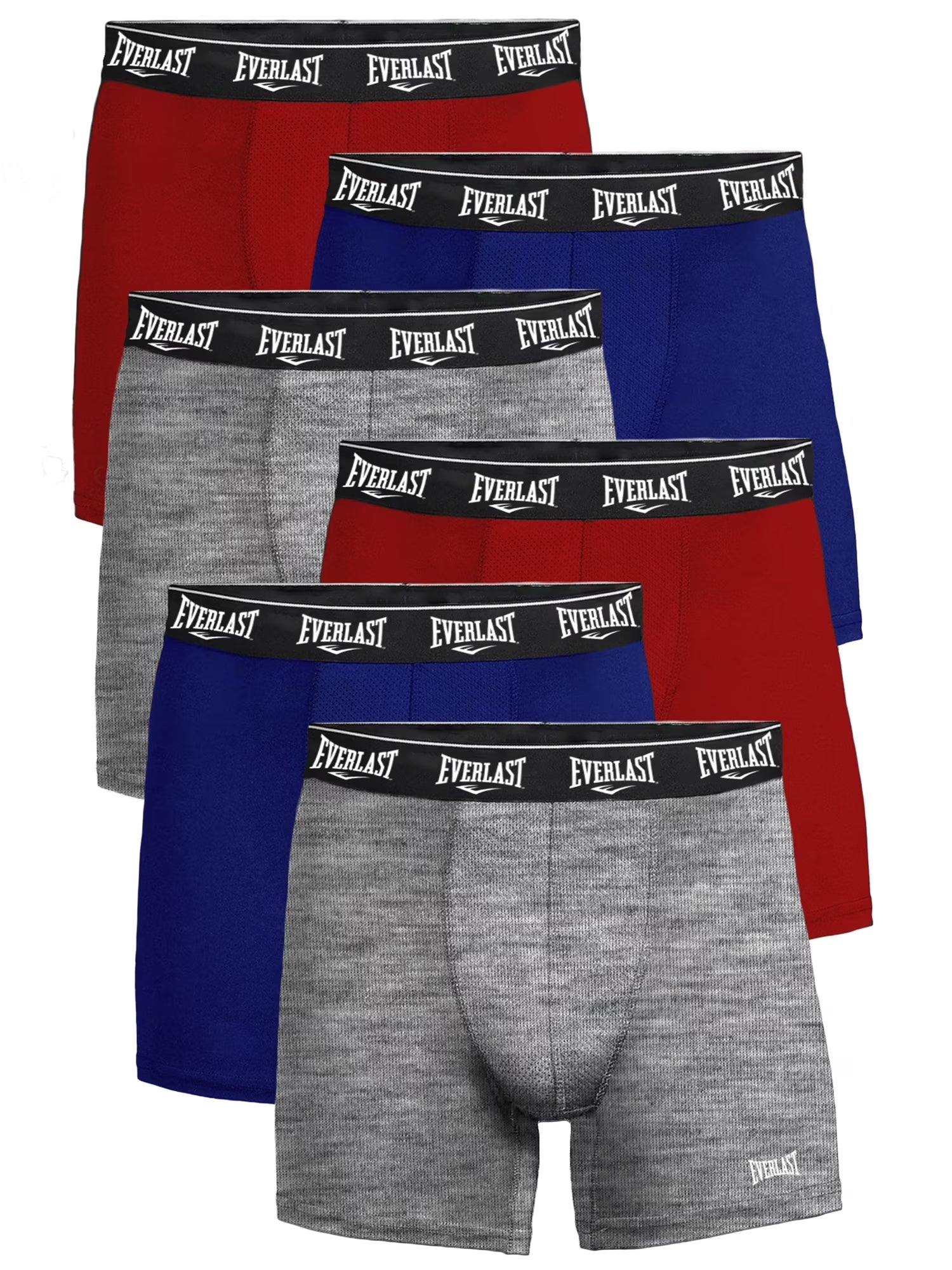 Mens Boxer Briefs Active Performance Breathable Underwear for Men, Red/Lhg/Royal Medium 6-Pack