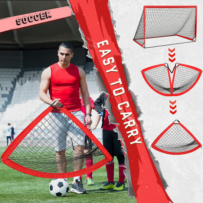 6X4 Ft Soccer Goal for Backyard, Portable Soccer Net, Large Foldable Soccer Goals with Carry Bag for Kids Youth Teens Sports