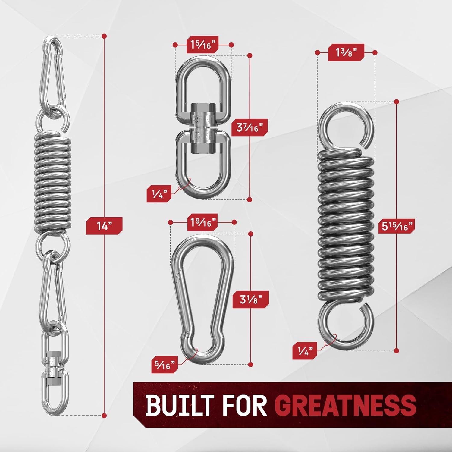 Punching Bag Hanger, Heavy Bag Spring 555 LB Capacity, Stainless Steel Hanging Kit with Spring Hook & Carabiner, Indoor & Outdoor Mounting for Boxing Bags & Recreation