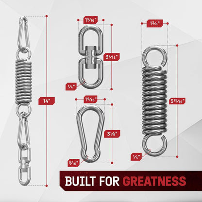 Punching Bag Hanger, Heavy Bag Spring 555 LB Capacity, Stainless Steel Hanging Kit with Spring Hook & Carabiner, Indoor & Outdoor Mounting for Boxing Bags & Recreation