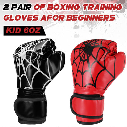 2 Pair Boxing Gloves for Kids Youth 6Oz Boxing Gloves Wrestling Gloves Sparring Equipment for Boxing Taekwondo Kickboxing Muay Thai BJJ Karate Training