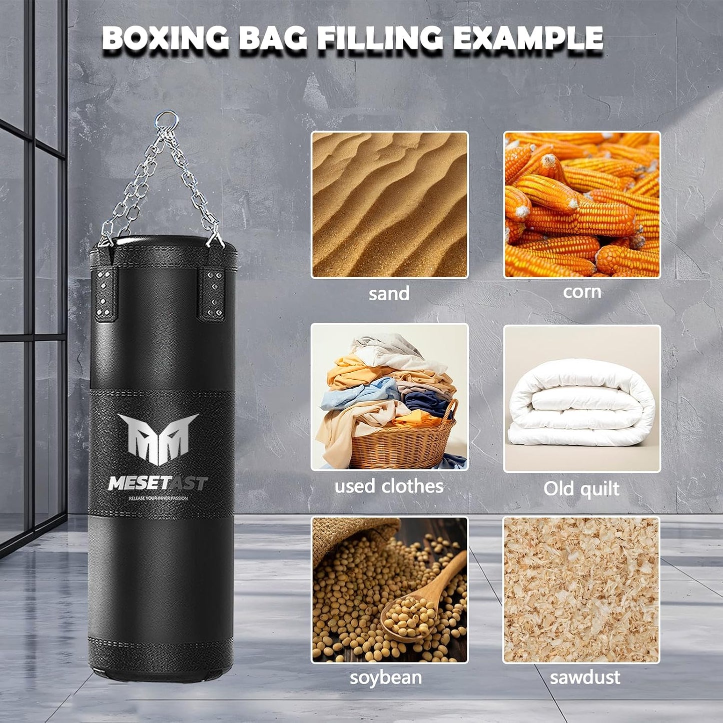 Punching Bag for Kids Teenagers, 2.7Ft Kids Punching Bag with 8 OZ Boxing Gloves for Youth Boxing MMA Karate Kickboxing - Unfilled