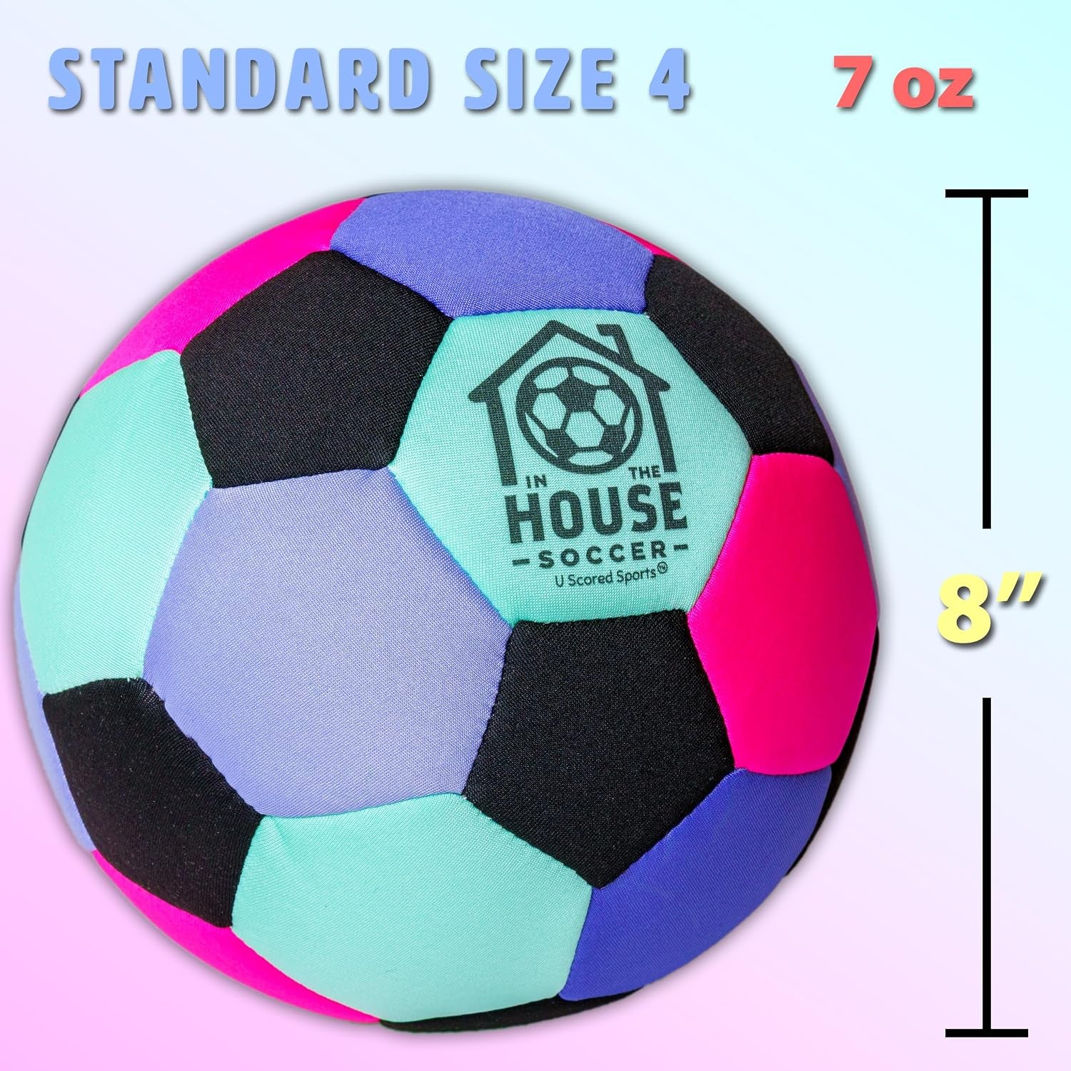 In the House Soccer Ball - Indoor Size 4 Padded Soccer Ball for Girls (Ages 3+), Boys (Ages 3+) & Adults - Bring Soccer Practice Home - Perfect for Juggling - Gift for Soccer Player