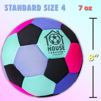 In the House Soccer Ball - Indoor Size 4 Padded Soccer Ball for Girls (Ages 3+), Boys (Ages 3+) & Adults - Bring Soccer Practice Home - Perfect for Juggling - Gift for Soccer Player