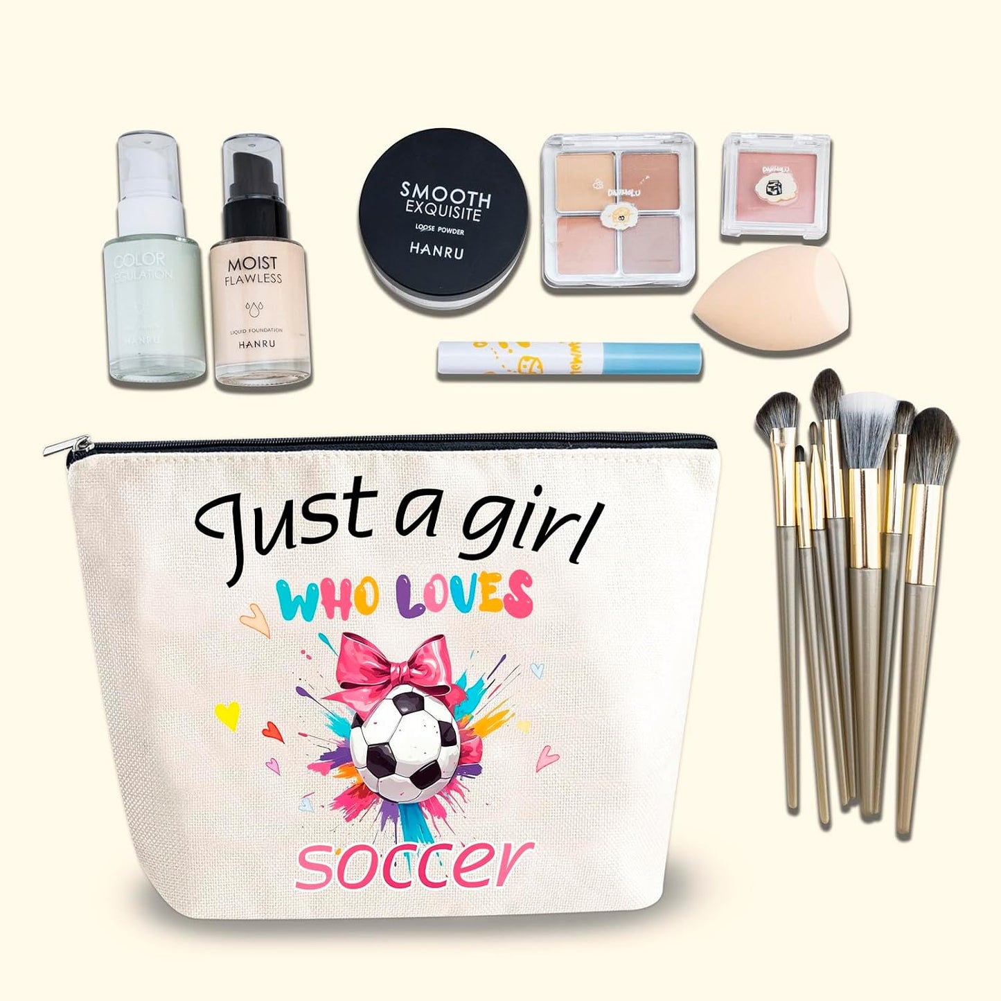 Soccer Gifts for Women Makeup Bag Who Loves Soccer Bags | Gifts for Soccer Lovers Players Coach Team Gifts for Players Fans Christmas Gift for Women Friend Travel Cosmetic Bag