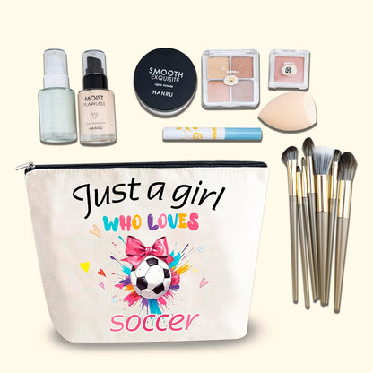 Soccer Gifts for Women Makeup Bag Who Loves Soccer Bags | Gifts for Soccer Lovers Players Coach Team Gifts for Players Fans Christmas Gift for Women Friend Travel Cosmetic Bag