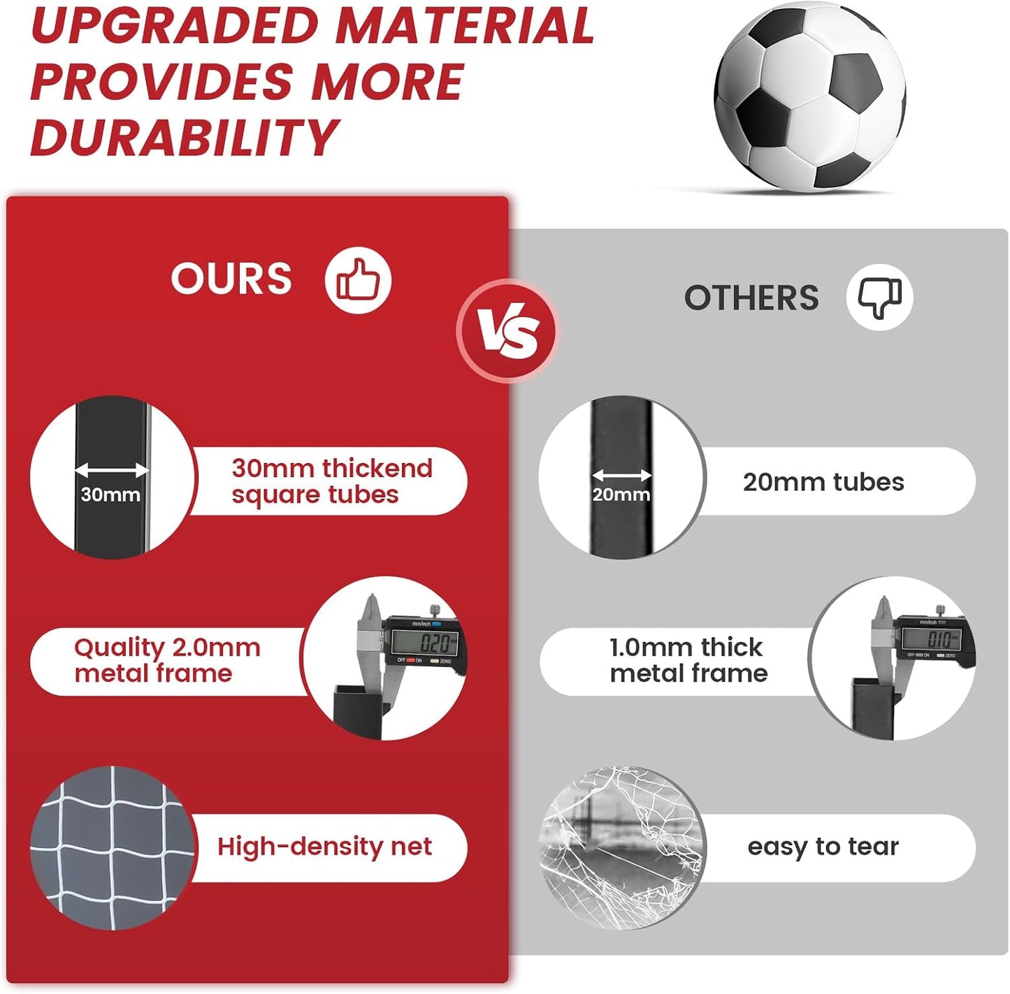 Soccer Goal, 12X6FT Soccer Net Easy Setup, Portable Soccer Goals for Backyard with Upgraded Collapsible Metal Base, Outdoor Indoor Soccer Goal Net for Practice with Carry Bag