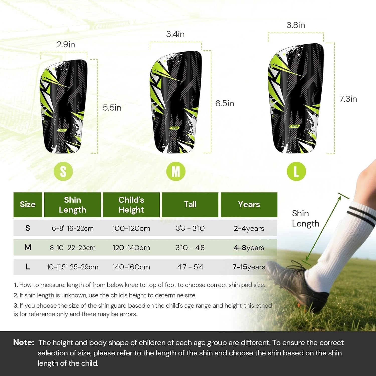 Soccer Shin Guards for Youth Kids Toddler - Soccer Shin Pads for Teens & Men, Protective Football Gear for 3-16 Years Boys Girls & Adult, World Cup Lightweight Soccer Equipment
