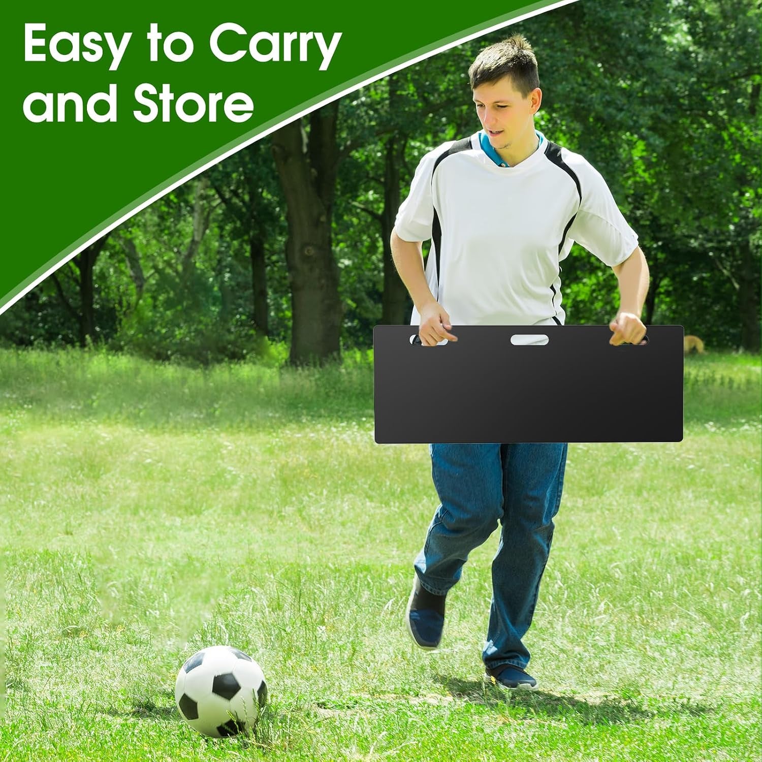 3 Angles Soccer Rebounder Board, Foldable Rebounder Soccer Wall, Portable Soccer Goal Kick Back Trainer for Passing and Bounce Back Training