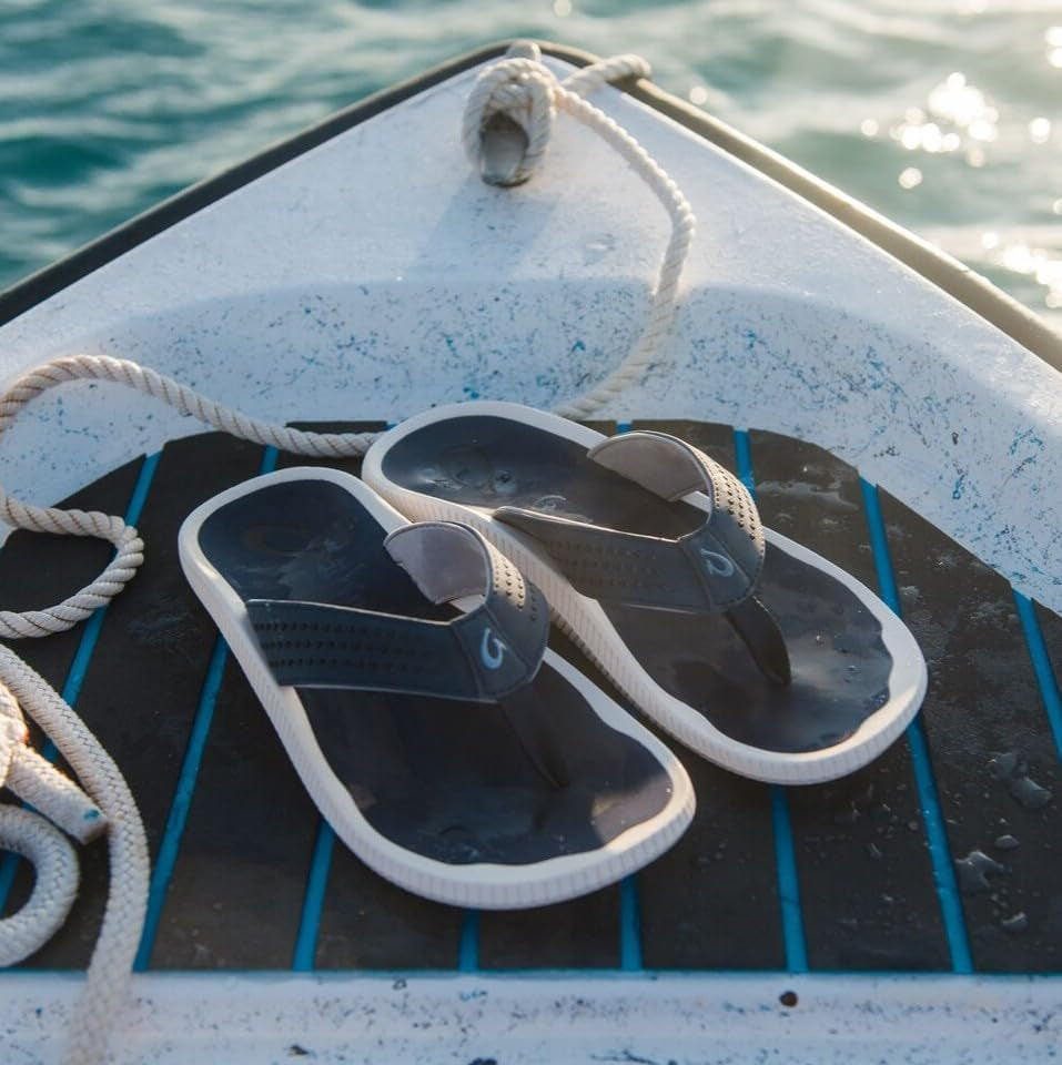 Olukai Ulele Men'S Beach Sandals, Water Resistant Flip Flops, Arch Support & Comfort Fit, Lightweight & Durable, Enhanced Grip & Traction