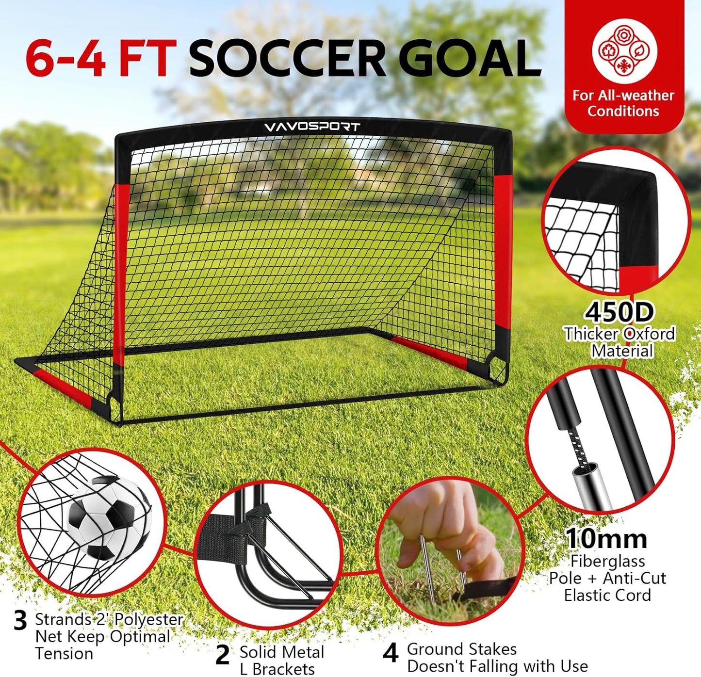 Kids Soccer Goals for Backyard Set, 6×4Ft Portable Soccer Goal & Ball Training Equipment with Cones, Target, Youth Toddler Pop up Soccer Net for Kids 3-12 Sports Play Outdoor Games Gifts