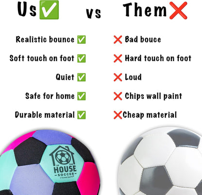 In the House Soccer Ball - Indoor Size 4 Padded Soccer Ball for Girls (Ages 3+), Boys (Ages 3+) & Adults - Bring Soccer Practice Home - Perfect for Juggling - Gift for Soccer Player