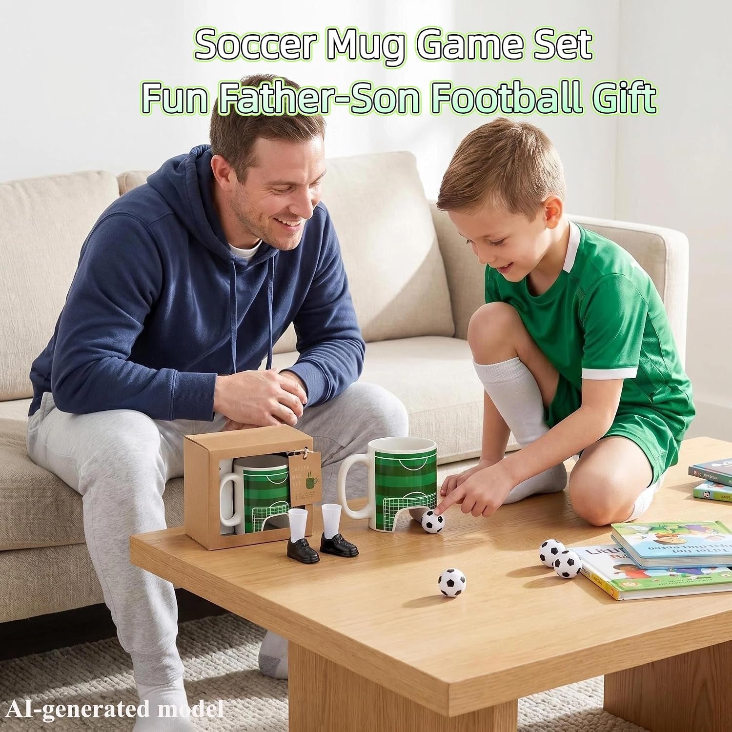 Soccer Gifts Mug Set with a Ball and Finger Shoes, Soccer Coach Gifts, Funny Coffee Mug, Interactive Game Football Gifts for Boys 8-12, Men, Dad, Fathday'S Day, Birthday, Christmas, 12 Oz