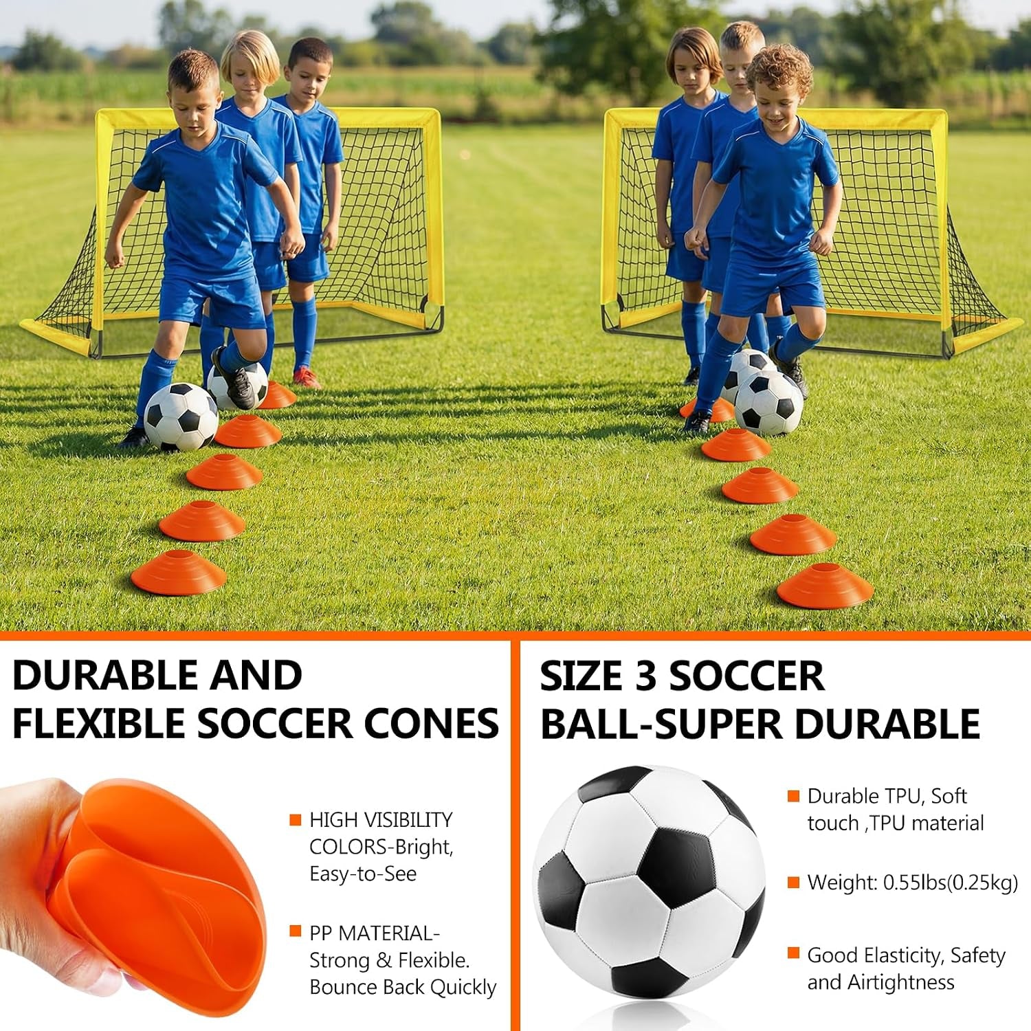 Soccer Goal, Kids Soccer Goals for Backyard Set of 2, 4 X 3Ft Soccer Net Training Equipment, Pop up Toddler Soccer Goal for Outdoor Indoor Sports Games