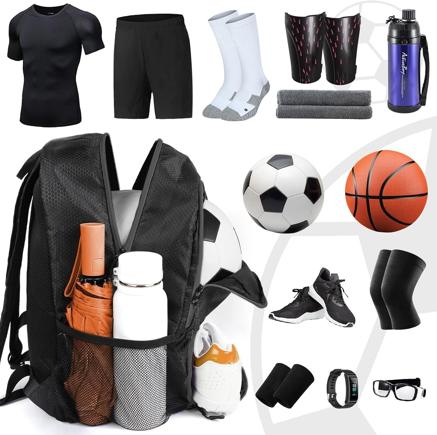 Soccer Backpack,Soccer Bag with Ball Holder, Water Resistant Sport Equipment Bags Fit Basketball Volleyball Football