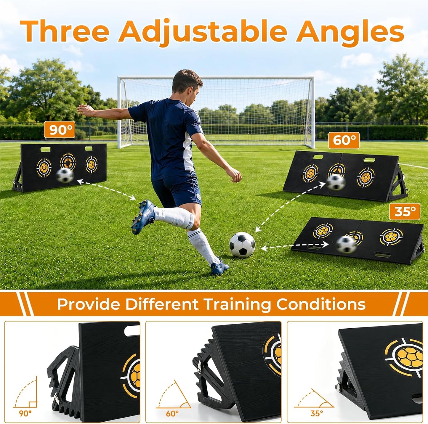 HDPE 3-In-1 Soccer Rebounder Board,Foldable & Portable Soccer Training Rebounder for Indoor Outdoor Training