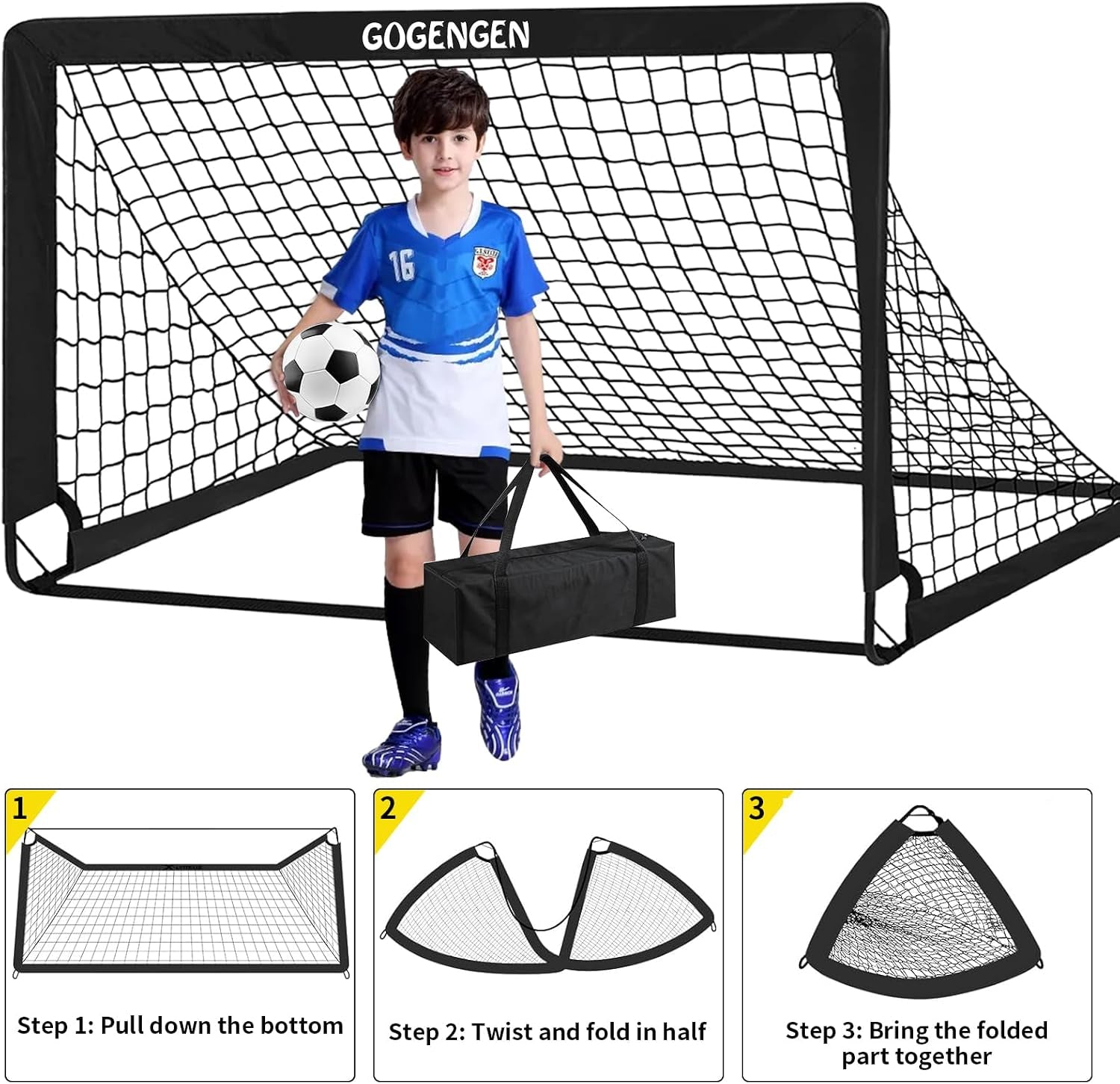Soccer Goal, 2 of 6X4 Soccer Goals for Backyard with Soccer Net, Soccer Ball, Target, Cones, Soccer Training Equipment for Toddler Kids Youth