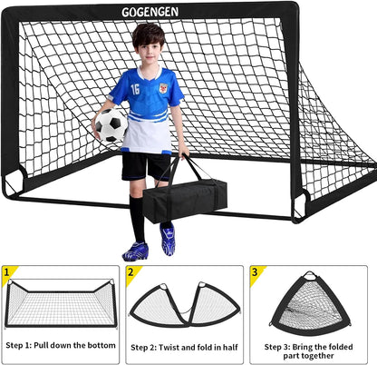 Soccer Goal, 2 of 6X4 Soccer Goals for Backyard with Soccer Net, Soccer Ball, Target, Cones, Soccer Training Equipment for Toddler Kids Youth