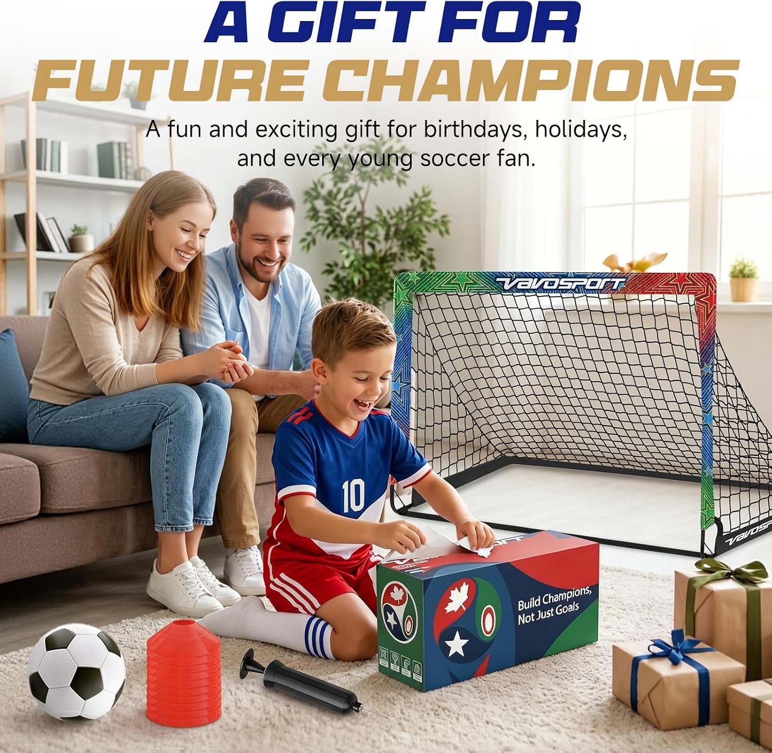 Kids Soccer Goals for Backyard Set, 2 Pack Portable Pop up Soccer Goal with Soccer Net, Size 3 Soccer Ball, Pump, 10 Cones and Bag, Toddler Soccer Training Equipment for Outdoor Games