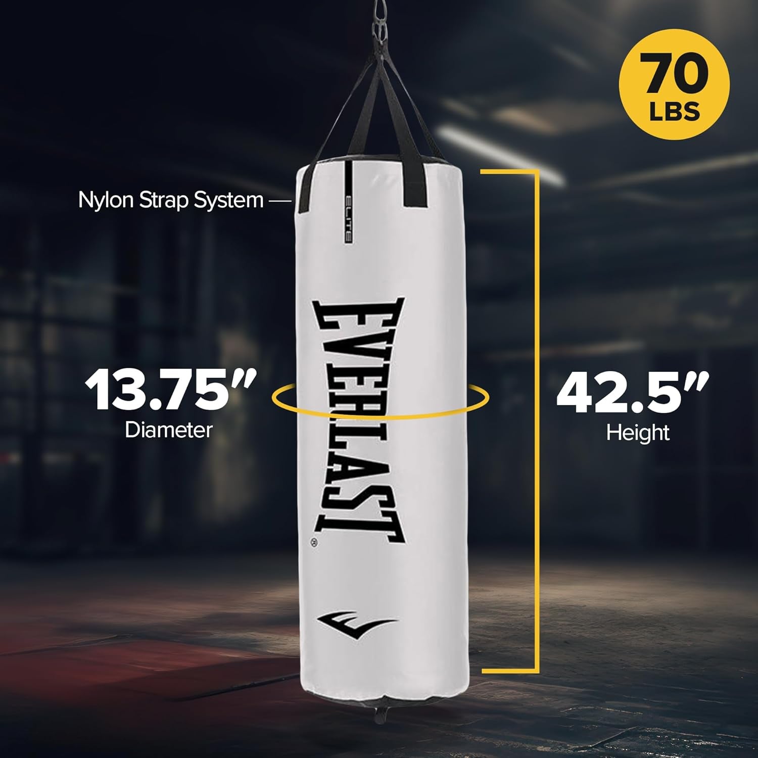 Elite Punching Bag – Hanging Heavy Bag for Adults with Dual Strap System | Durable Boxing Bag for Boxing, MMA, Muay Thai, Home Gym Training