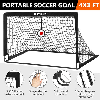 Soccer Goal, Kids Soccer Goals for Backyard Set of 2, 4 X 3Ft Soccer Net Training Equipment, Pop up Toddler Soccer Goal for Outdoor Indoor Sports Games