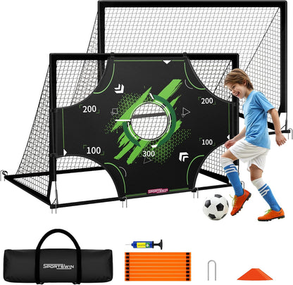 Soccer Goals for Backyard - 6X4 Ft Portable ​Pop up Soccer Nets Set of 2 with Ball, Ladder, Cones, Training Practice Equipment for Kids Toddler, Sport Games for Outdoor Indoor