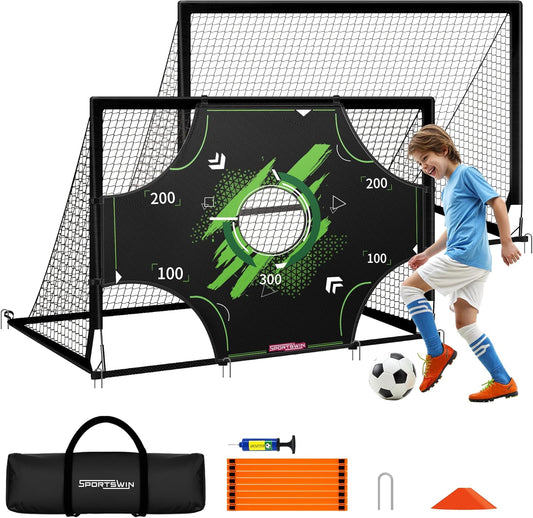Soccer Goals for Backyard - 6X4 Ft Portable ​Pop up Soccer Nets Set of 2 with Ball, Ladder, Cones, Training Practice Equipment for Kids Toddler, Sport Games for Outdoor Indoor