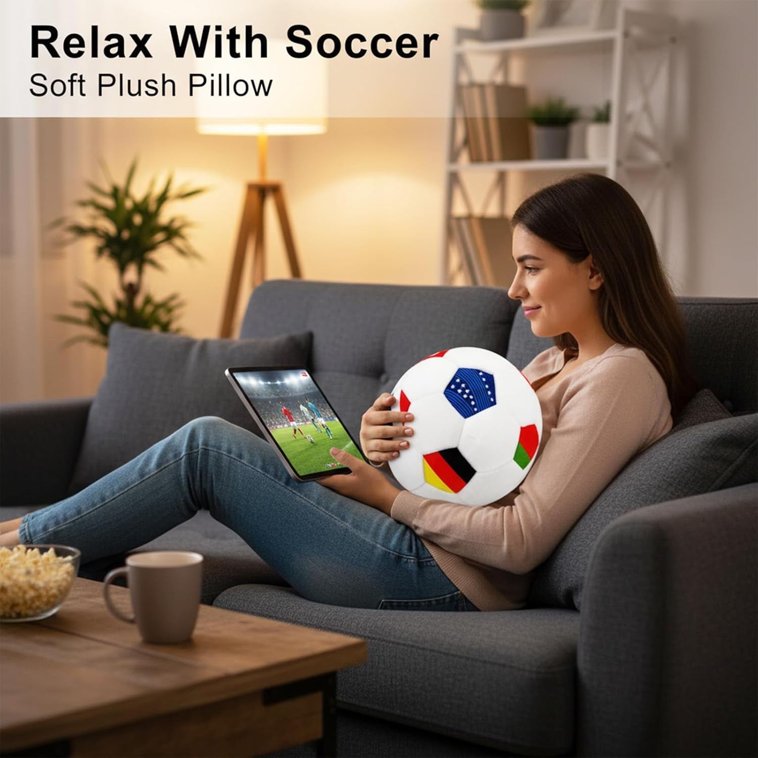 World Cup Soccer Pillow 2026 Football Throw Ball Pillow round Soccer Plush Decorative Pillows for Couch Bed Room Game Day Home Decor Soft Football Themed Plush for Women Men Fans inside House 8Inx8In