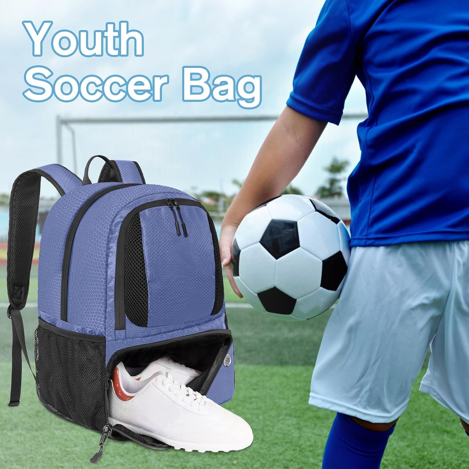 Soccer Backpack,Soccer Bag with Ball Holder, Water Resistant Sport Equipment Bags Fit Basketball Volleyball Football