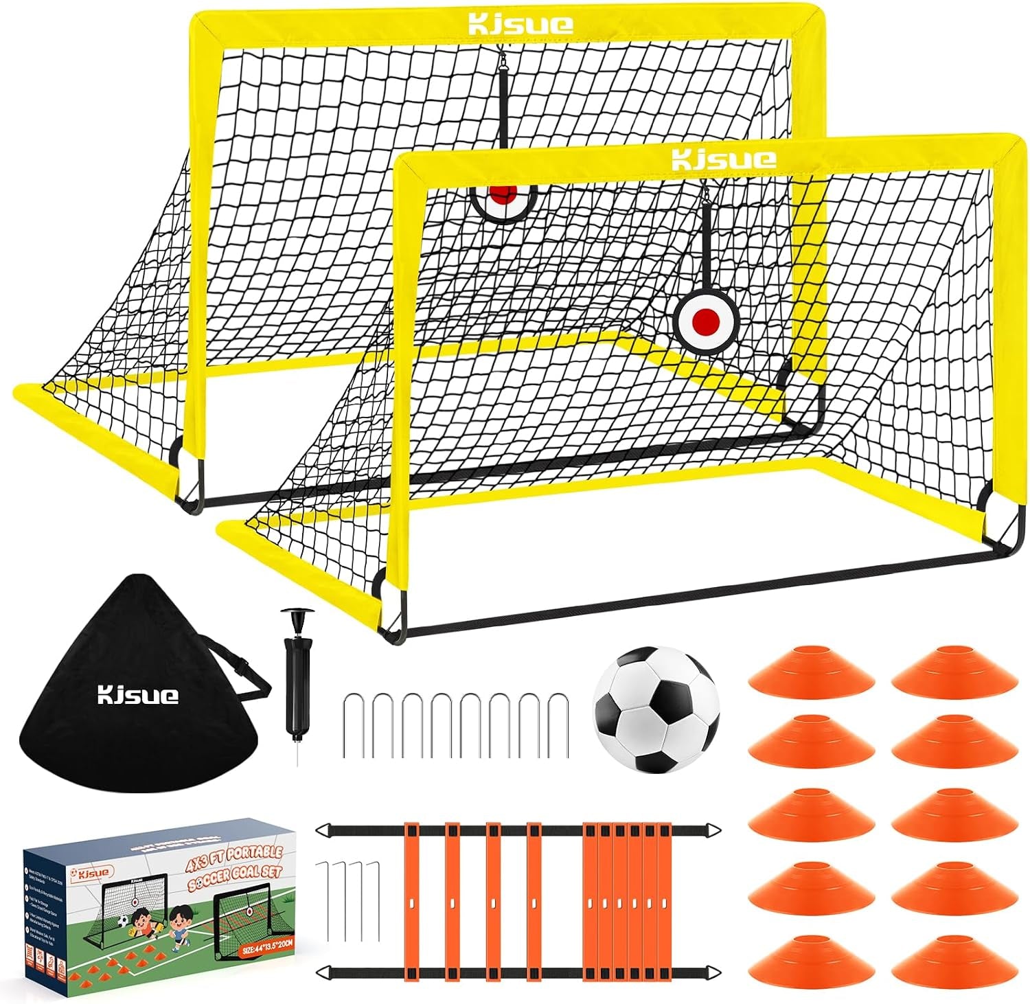Soccer Goal, Kids Soccer Goals for Backyard Set of 2, 4 X 3Ft Soccer Net Training Equipment, Pop up Toddler Soccer Goal for Outdoor Indoor Sports Games