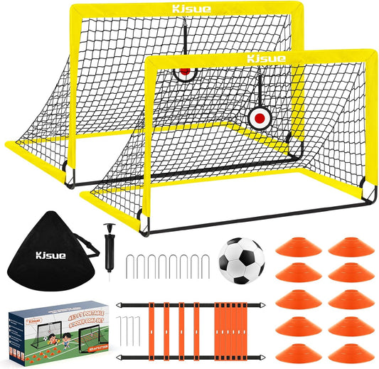 Soccer Goal, Kids Soccer Goals for Backyard Set of 2, 4 X 3Ft Soccer Net Training Equipment, Pop up Toddler Soccer Goal for Outdoor Indoor Sports Games