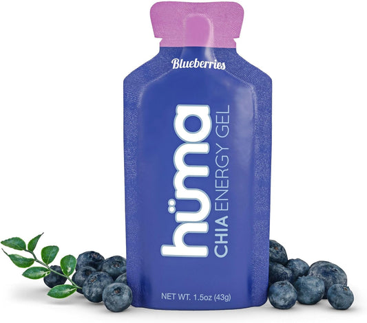 Huma Chia Energy Gel, Blueberries, 12 Gels | Real Food, Stomach Friendly Energy Gels