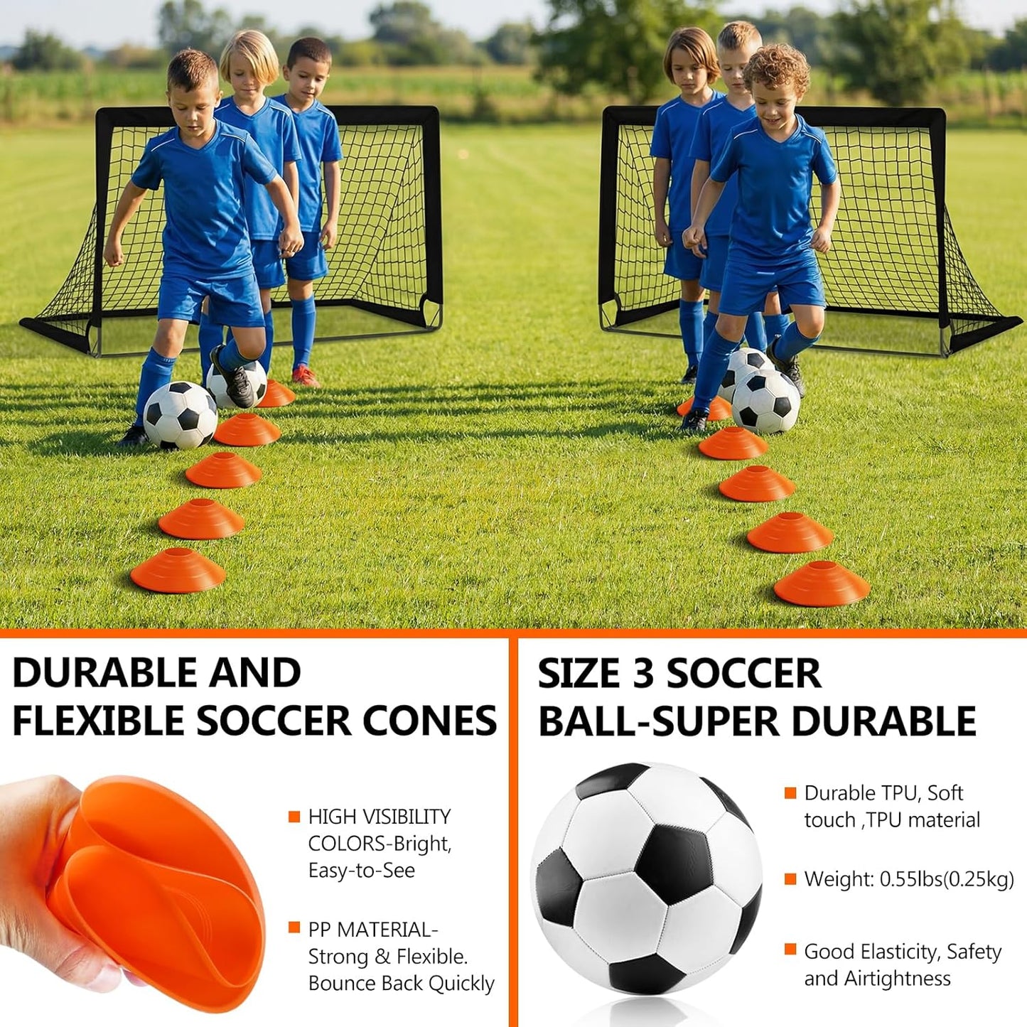 Soccer Goal, Kids Soccer Goals for Backyard Set of 2, 4 X 3Ft Soccer Net Training Equipment, Pop up Toddler Soccer Goal for Outdoor Indoor Sports Games