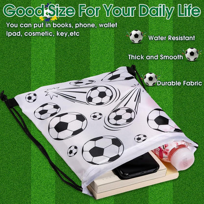 16Pcs Soccer Party Bags,Soccer Drawstring Bags,Portable Soccer Goodie Bags,Soccer Party Favors Snack Bags,Soccer Treat Bags for Kids Gym Sports Travel Class Birthday Soccer Theme Party,12 X 10 Inch